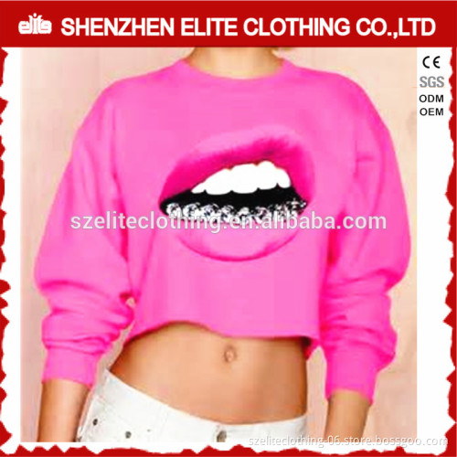 Wholesale Custom Made Sublimation Hoodies Crewneck Pink Sweatshirts